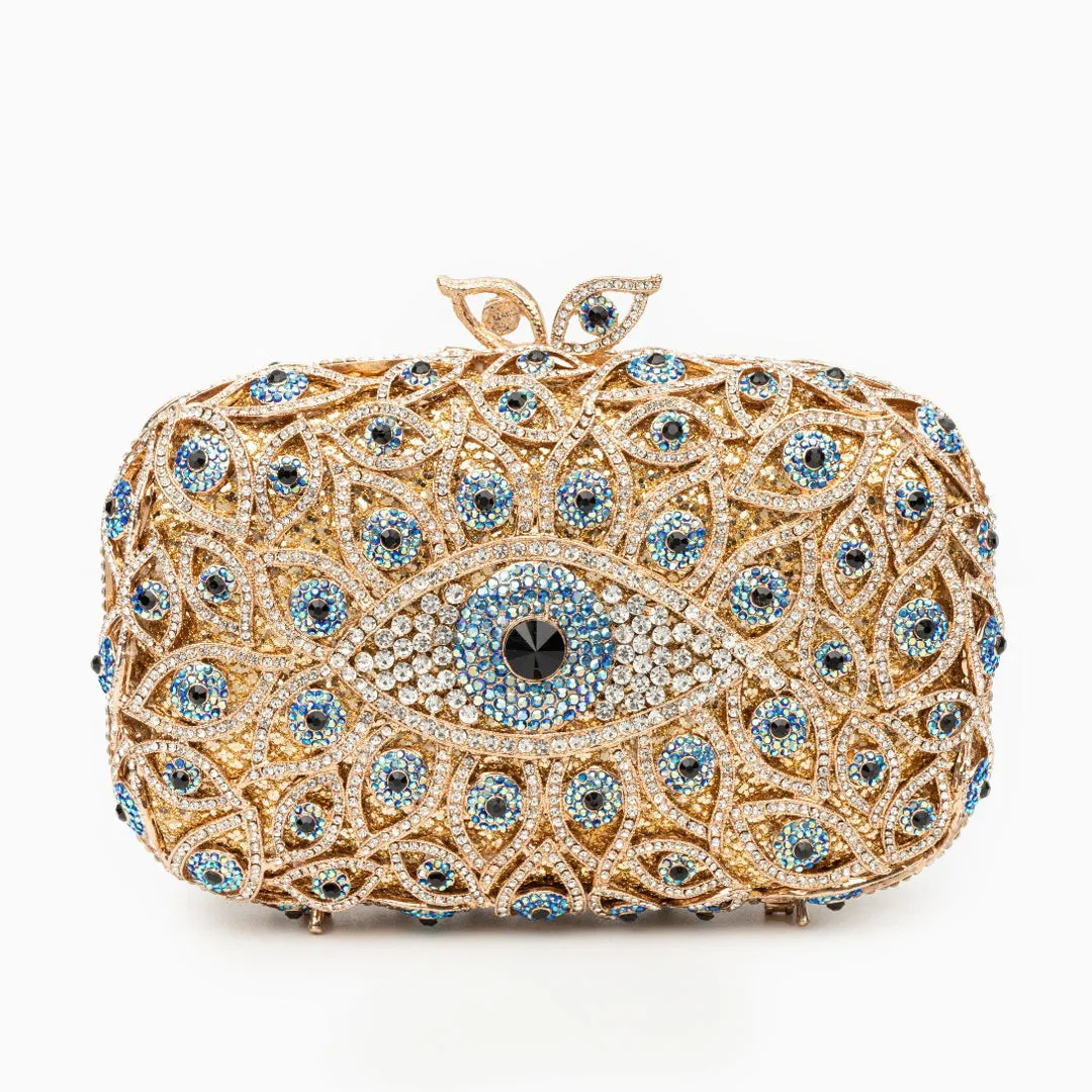 Evil Eye Clutch Bag in Gold