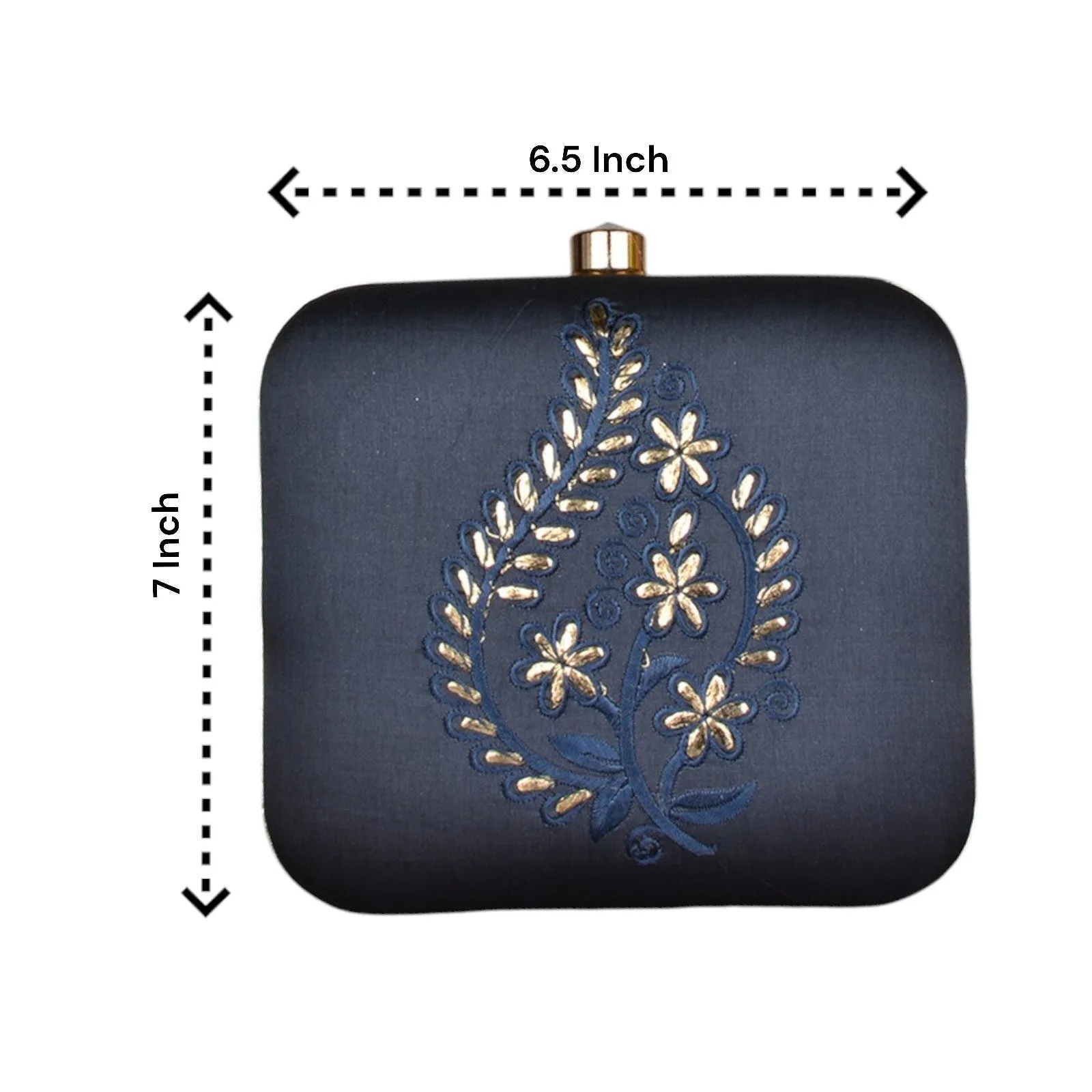 Exclusive Navy Blue Clutch with Embroidery