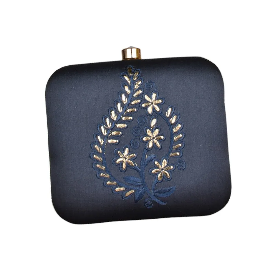 Exclusive Navy Blue Clutch with Embroidery