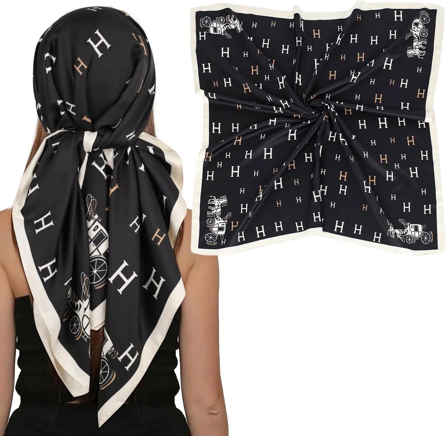 EXTREE Women's 35 inch Fashion Headscarf Silk Satin Scarf for Hair Wrapping at Night Bandana Square Scarf for Sleeping