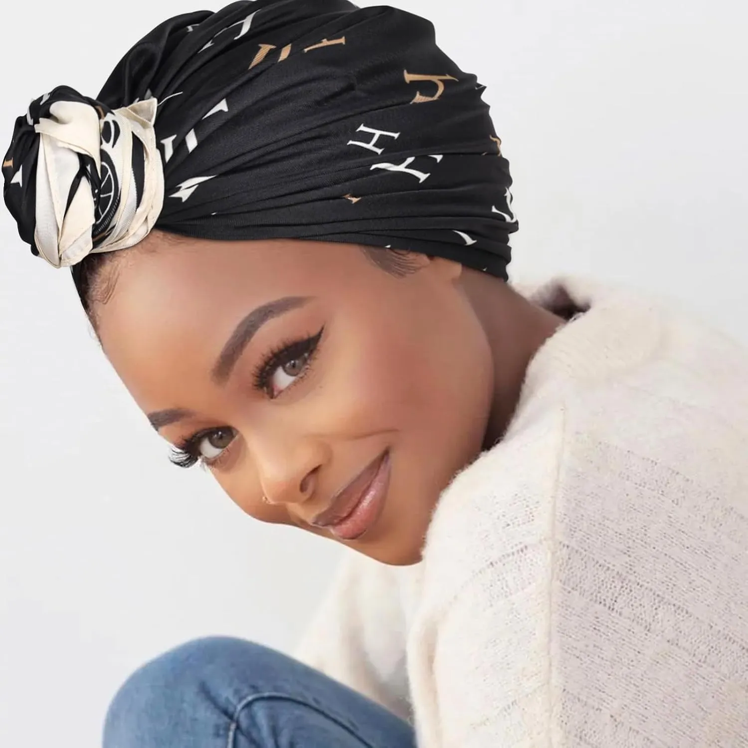 EXTREE Women's 35 inch Fashion Headscarf Silk Satin Scarf for Hair Wrapping at Night Bandana Square Scarf for Sleeping