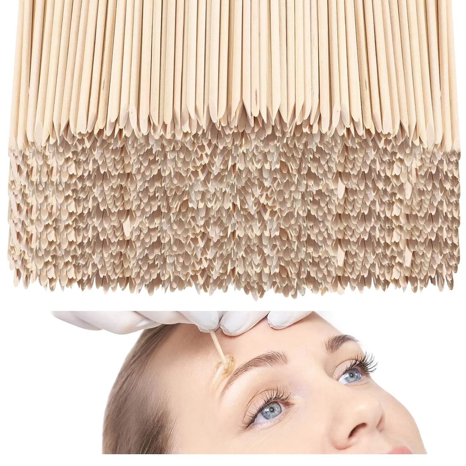 Eye Brow Wooden Wax Sticks Mini Waxing Applicator Sticks Lip Nose Eyebrow Wood Craft Small Facial Hair Spatula Applicator for Home Spa Hair Removal Smooth Skin Use(400 Pieces)