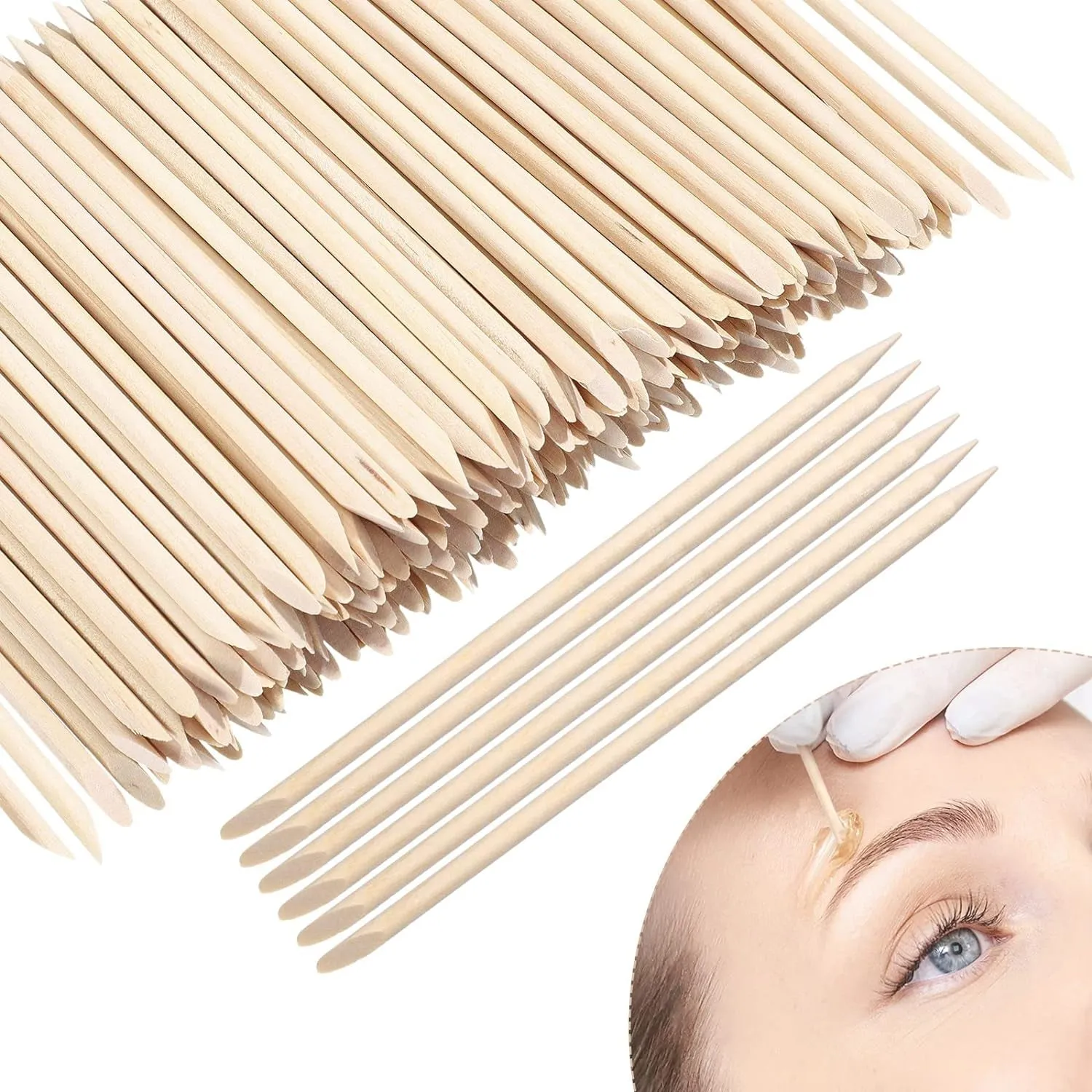 Eye Brow Wooden Wax Sticks Mini Waxing Applicator Sticks Lip Nose Eyebrow Wood Craft Small Facial Hair Spatula Applicator for Home Spa Hair Removal Smooth Skin Use(400 Pieces)