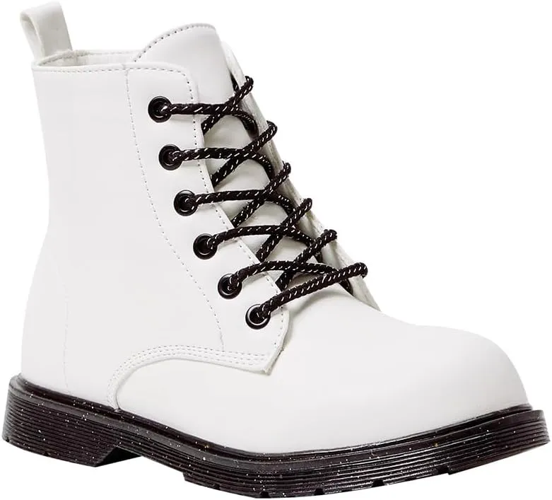 FabKids Girls Fashion Ankle Boots Cute Combat Boots Lace Up Non-Slip Short Boots for Toddler Little Kid Big Kid