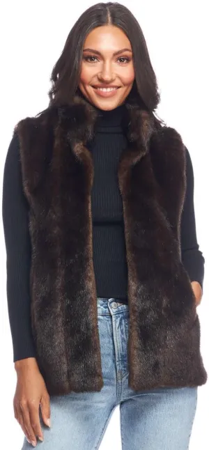 Fabulous-Furs Women's Standard Faux Fur Fashion Hook Vest, Sable, 2X