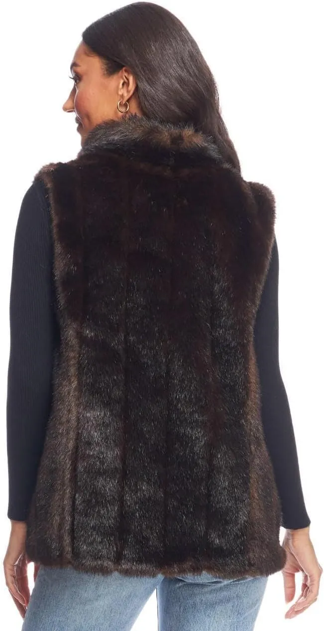 Fabulous-Furs Women's Standard Faux Fur Fashion Hook Vest, Sable, 2X