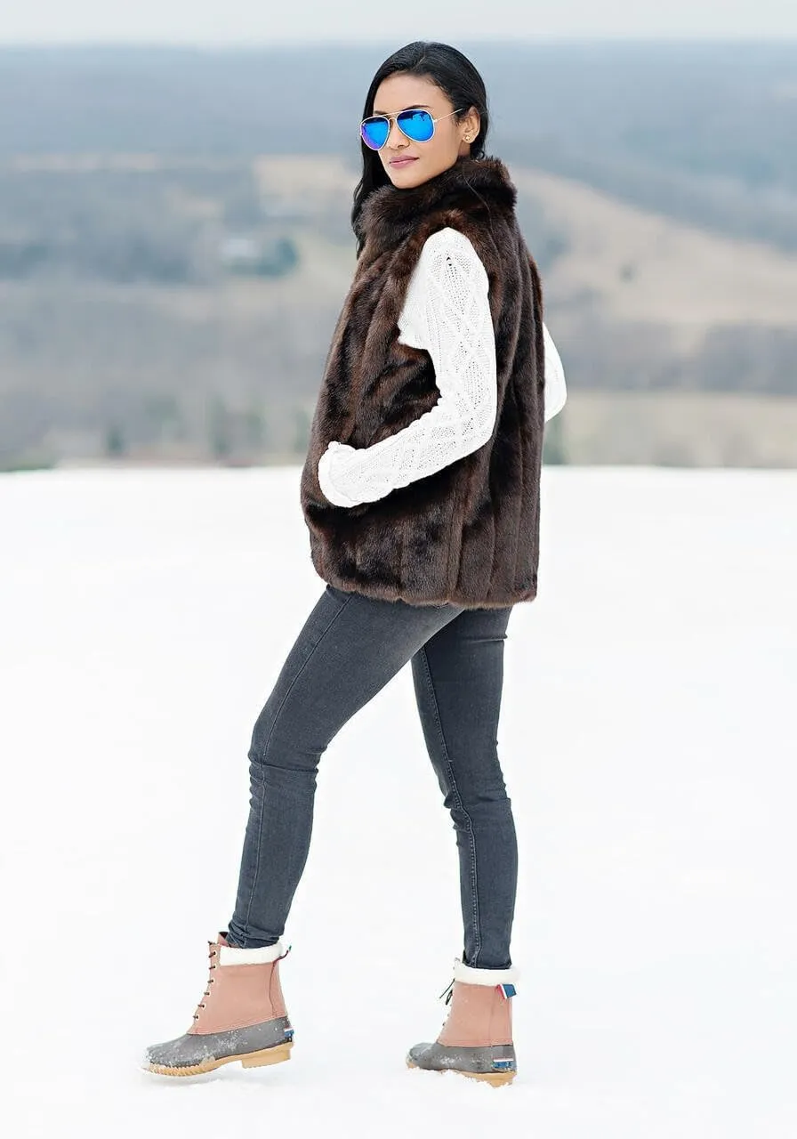Fabulous-Furs Women's Standard Faux Fur Fashion Hook Vest, Sable, 2X