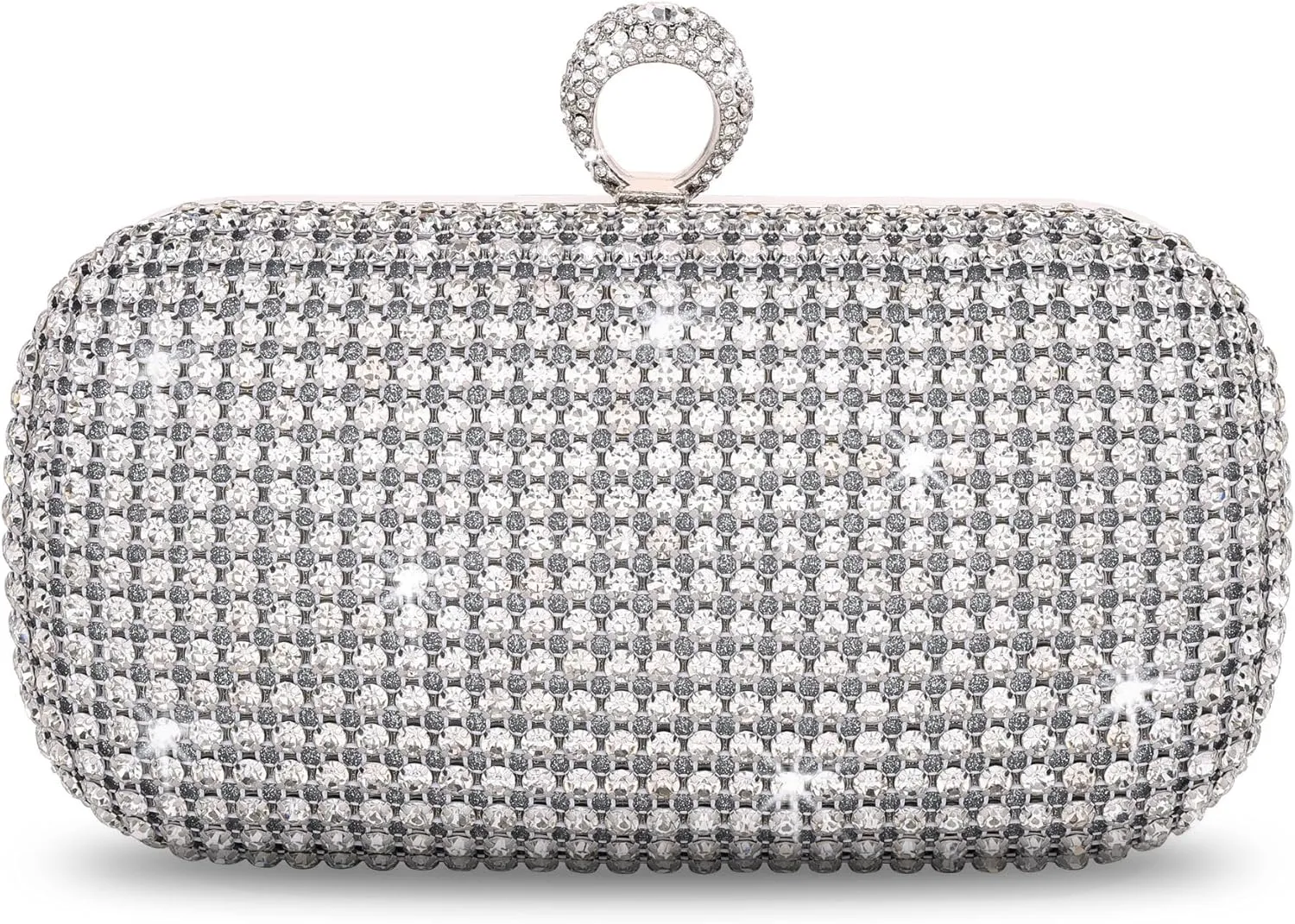 FALETO Women Rhinestone Evening Clutch Purse Sparkly Glitter Purse Bag for Bridal Wedding Party Crystal Ring Clasp Handbag