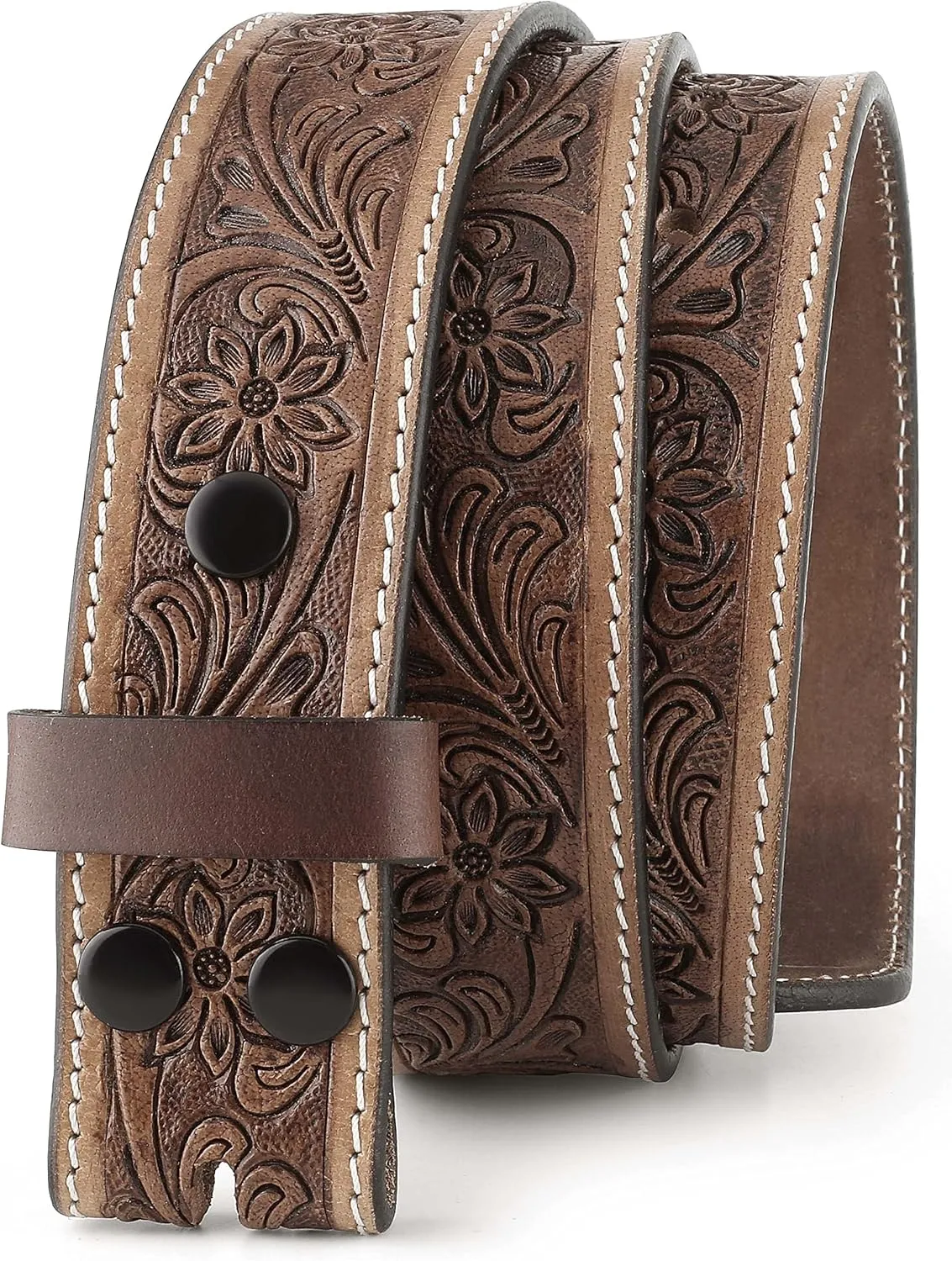 F&L CLASSIC Western Belt without buckle for men – Full Grain Leather Cowboy Belts for jeans - One Piece Leather strap belt