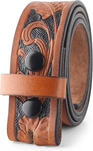 F&L CLASSIC Western Belt without buckle for men – Full Grain Leather Cowboy Belts for jeans - One Piece Leather strap belt