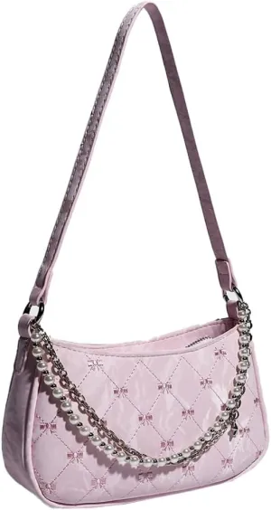Fashion Shoulder Crossbody Bag for Women Vegan Leather Tote Bag Y2k Small Handbags Top Handle Purse Pearl Satchel