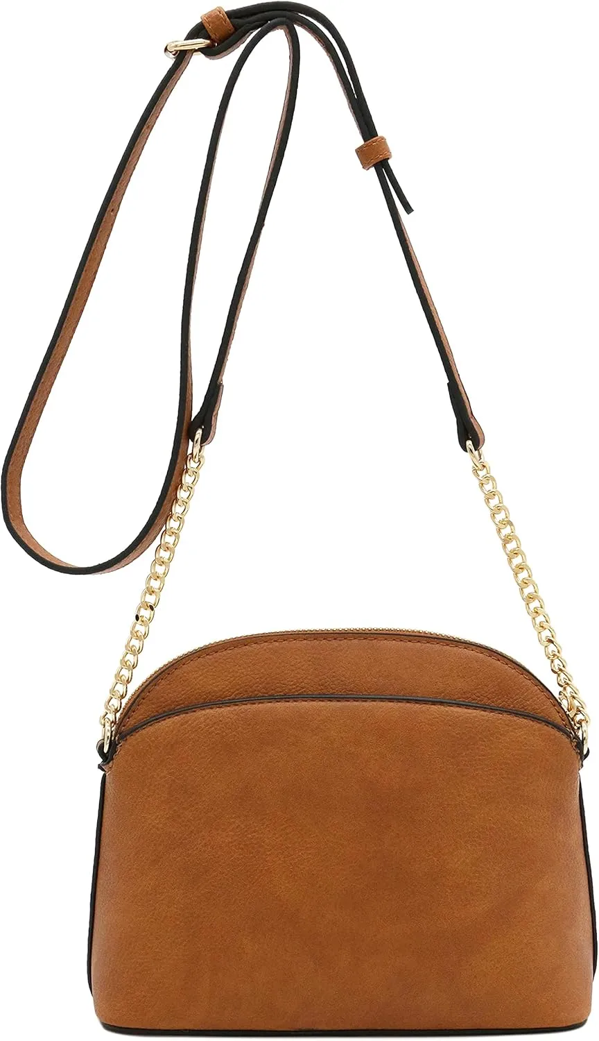FashionPuzzle Leopard Paisley Print Small Dome Crossbody with Chain Strap