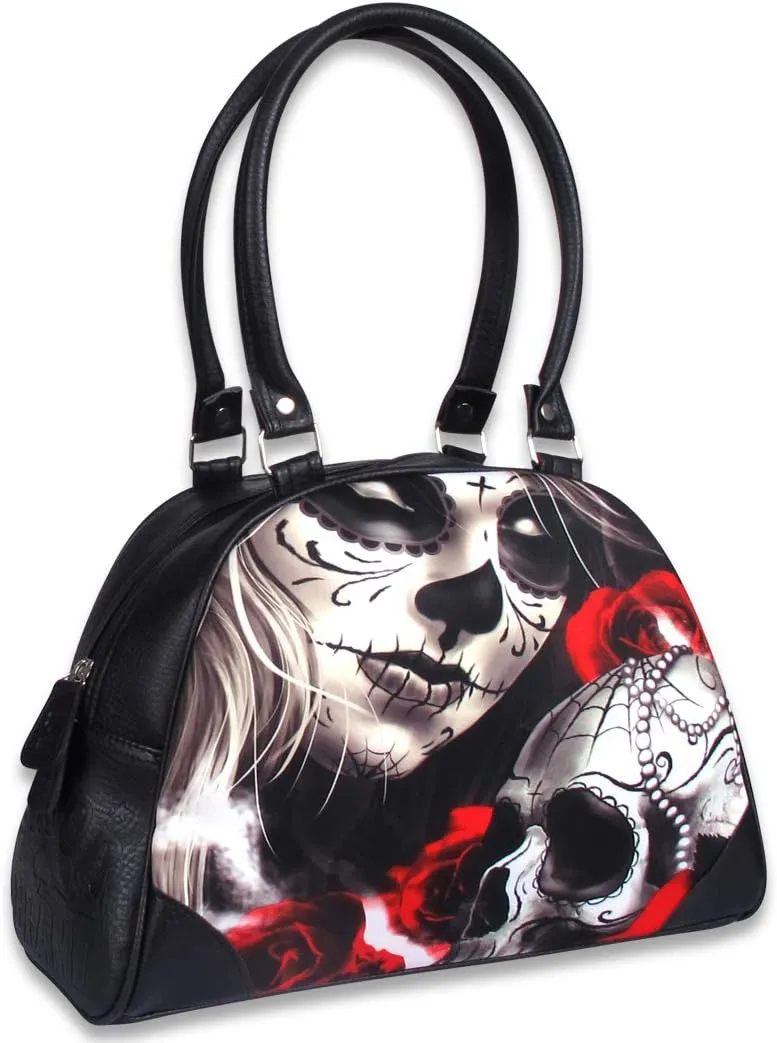 Faux Leather Bowler Purse Handbag (Eternal Bliss)