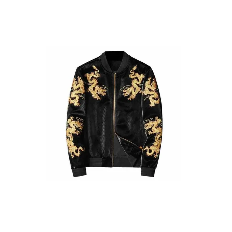 Faux Leather Embroidered Baseball Jacket