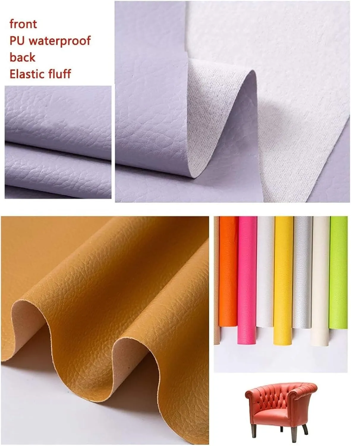 Faux Leather Fabric，Leathaire Fabric， Litchi Leatherette Faux Leatherette Materia(1.4X9m)