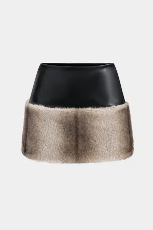 Faux Leather Patchwork Skirt in Slim Fit Design