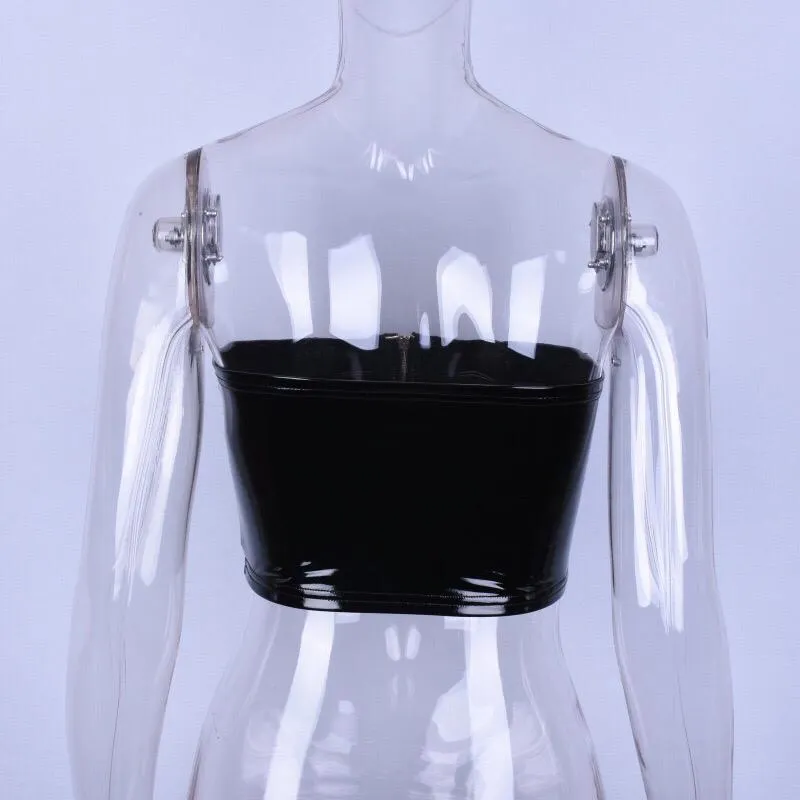 Faux Leather Strapless Top