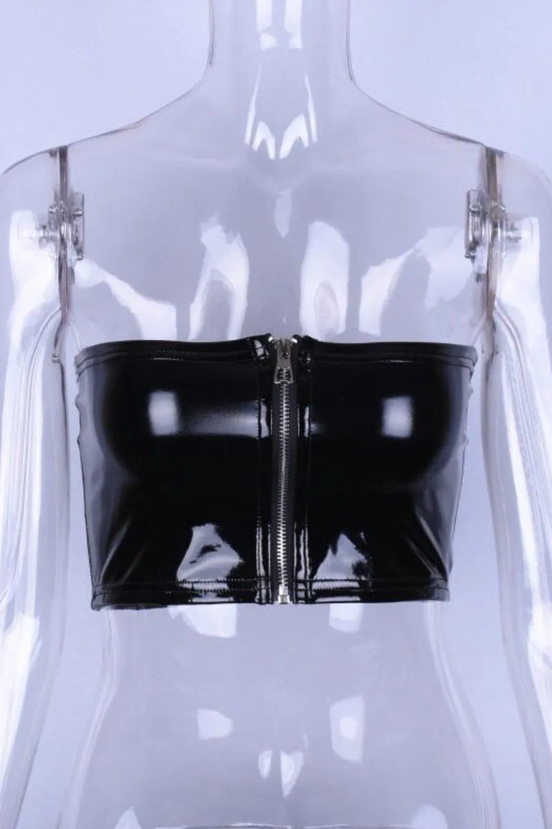 Faux Leather Strapless Top