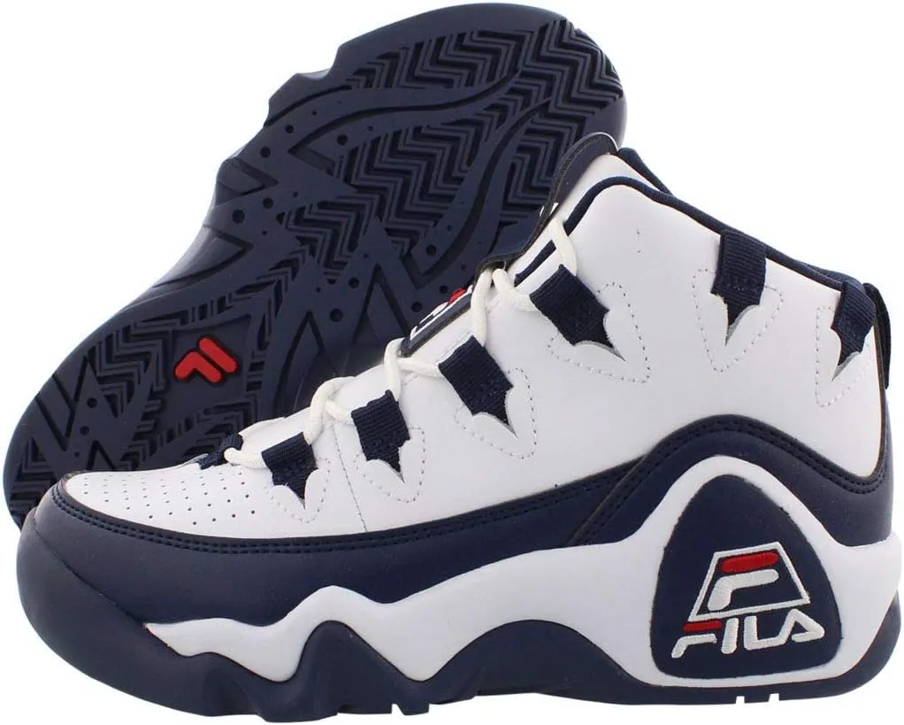 Fila Boy's Grant Hill 1 (Big Kid) White Navy Red 4.5 Big Kid M