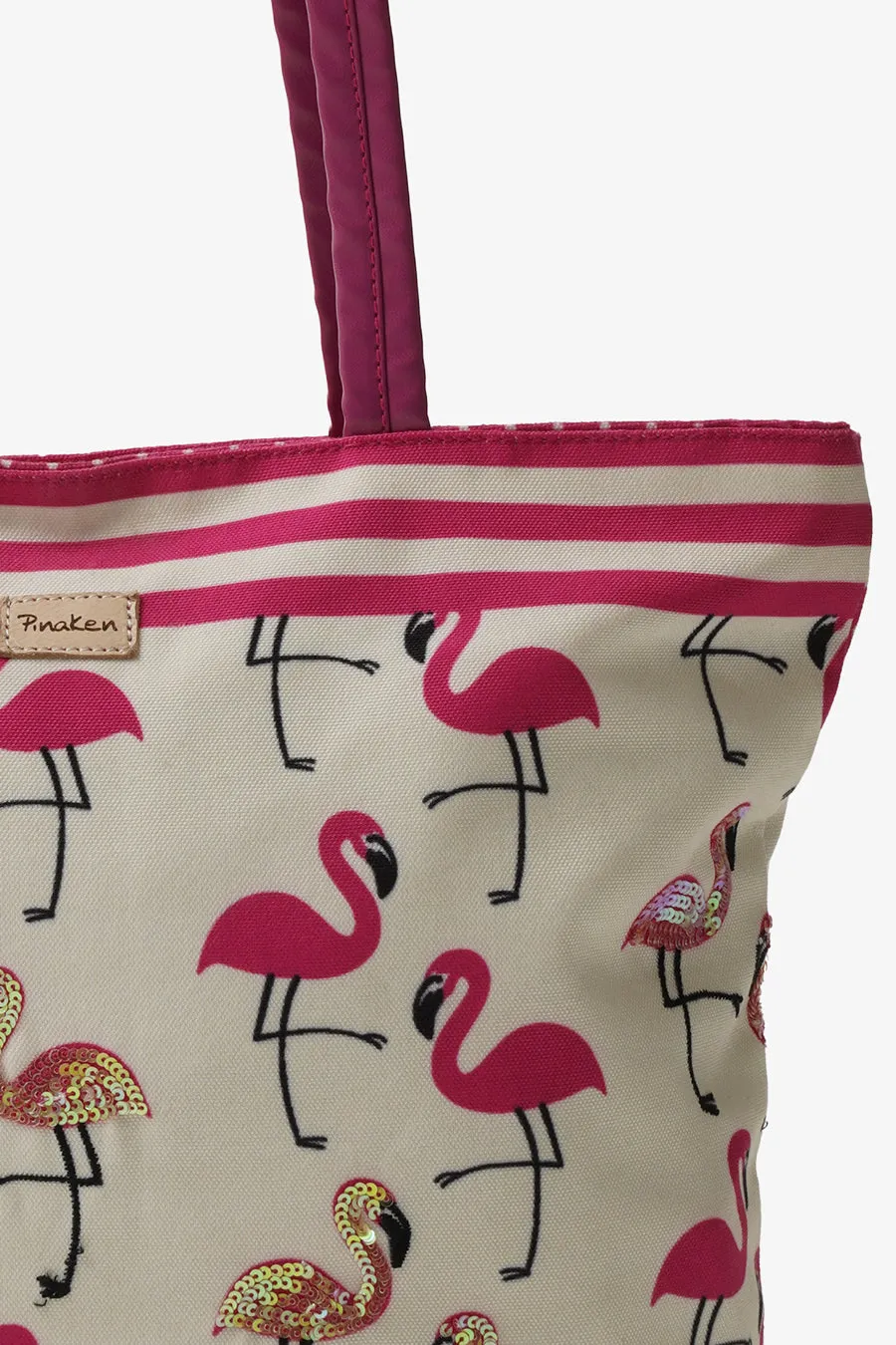 Flamingo Blush with Vegan Leather Handle Tote Bag
