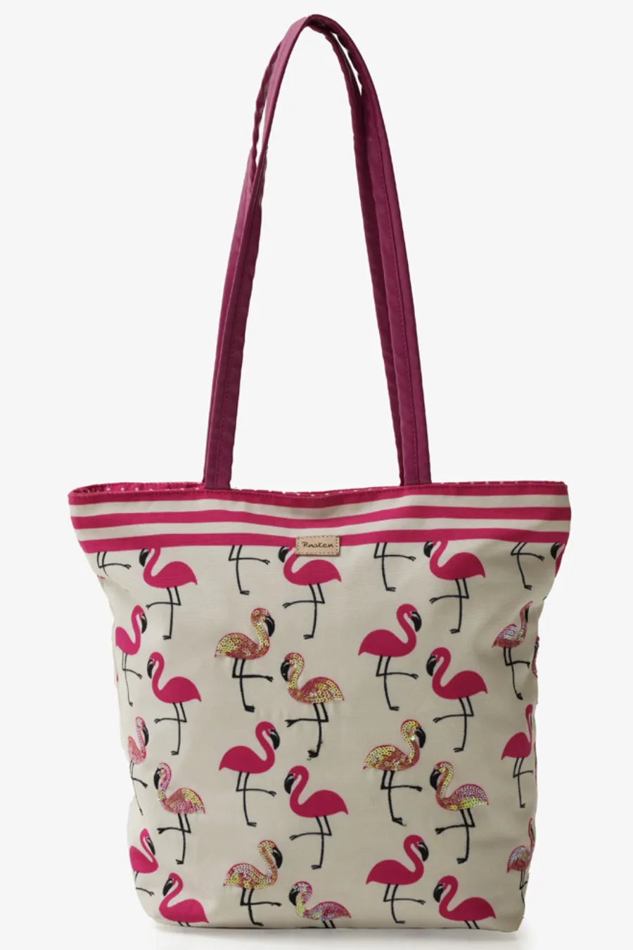 Flamingo Blush with Vegan Leather Handle Tote Bag