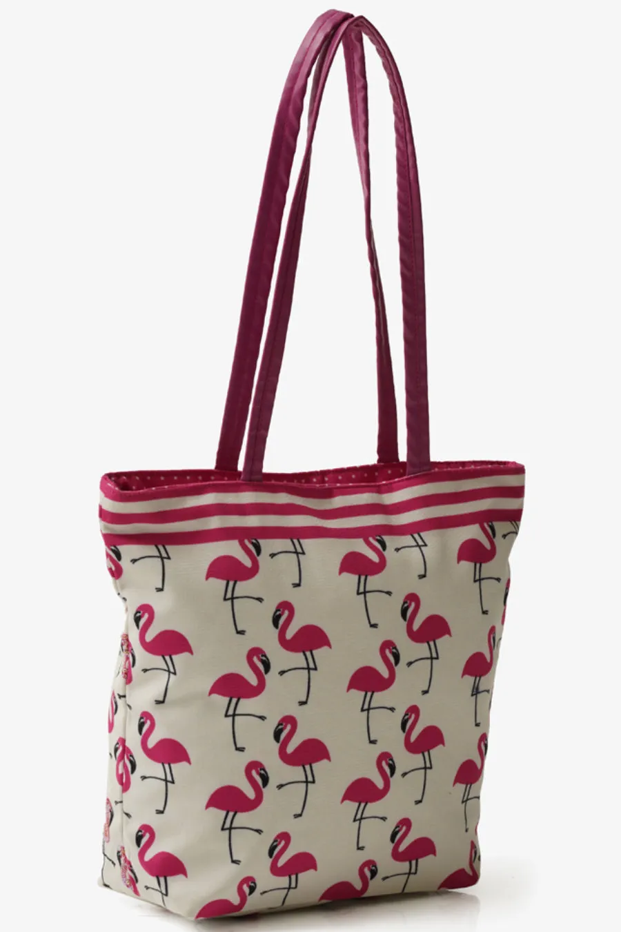 Flamingo Blush with Vegan Leather Handle Tote Bag