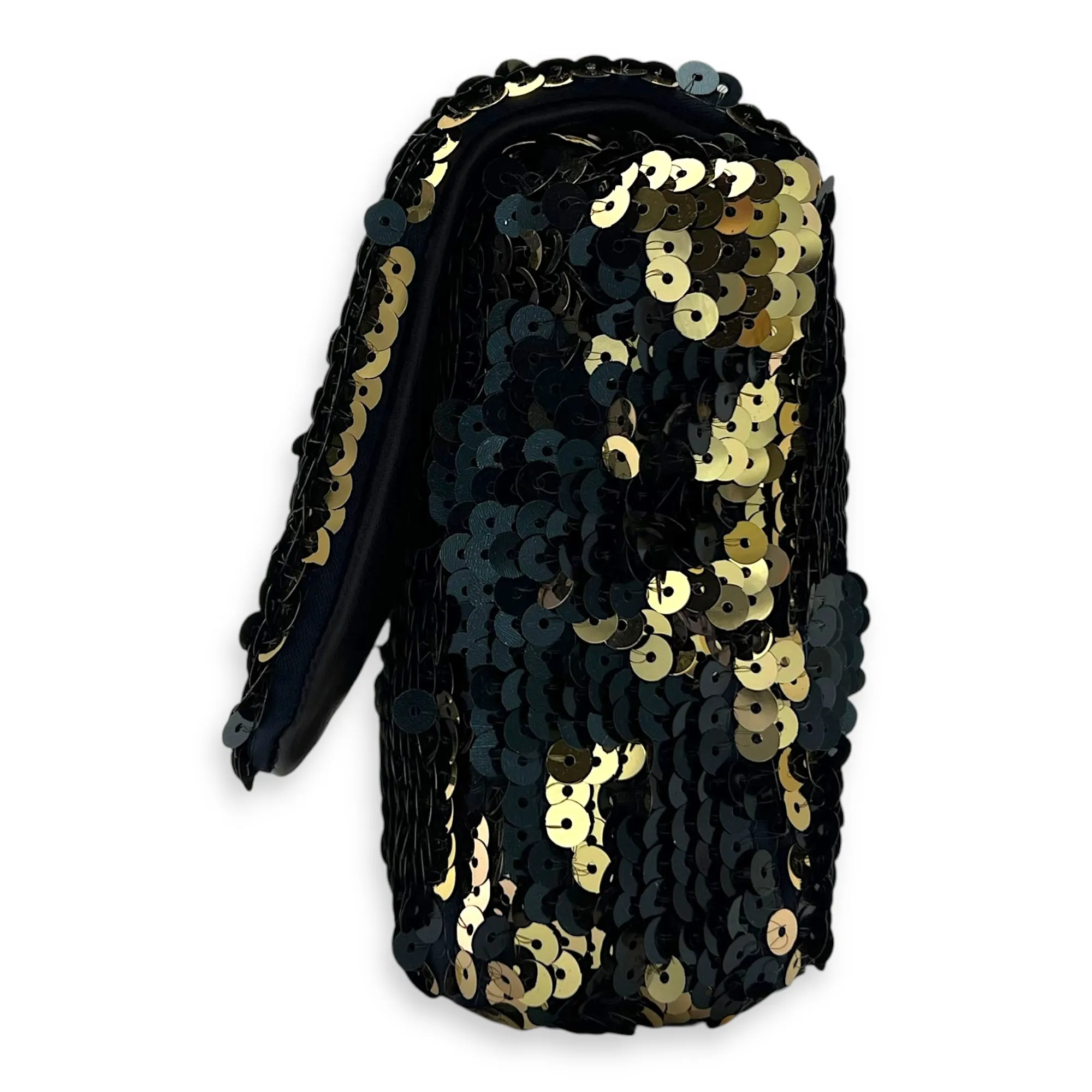 Flap bag Shoulder Bag Gold in Sequins, Gold hardware