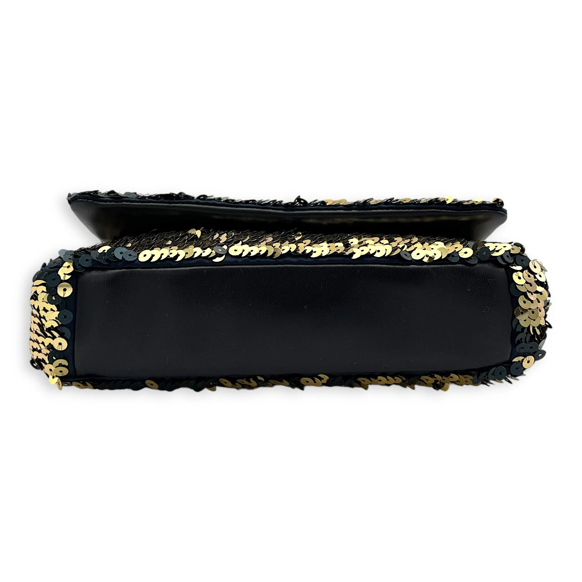 Flap bag Shoulder Bag Gold in Sequins, Gold hardware