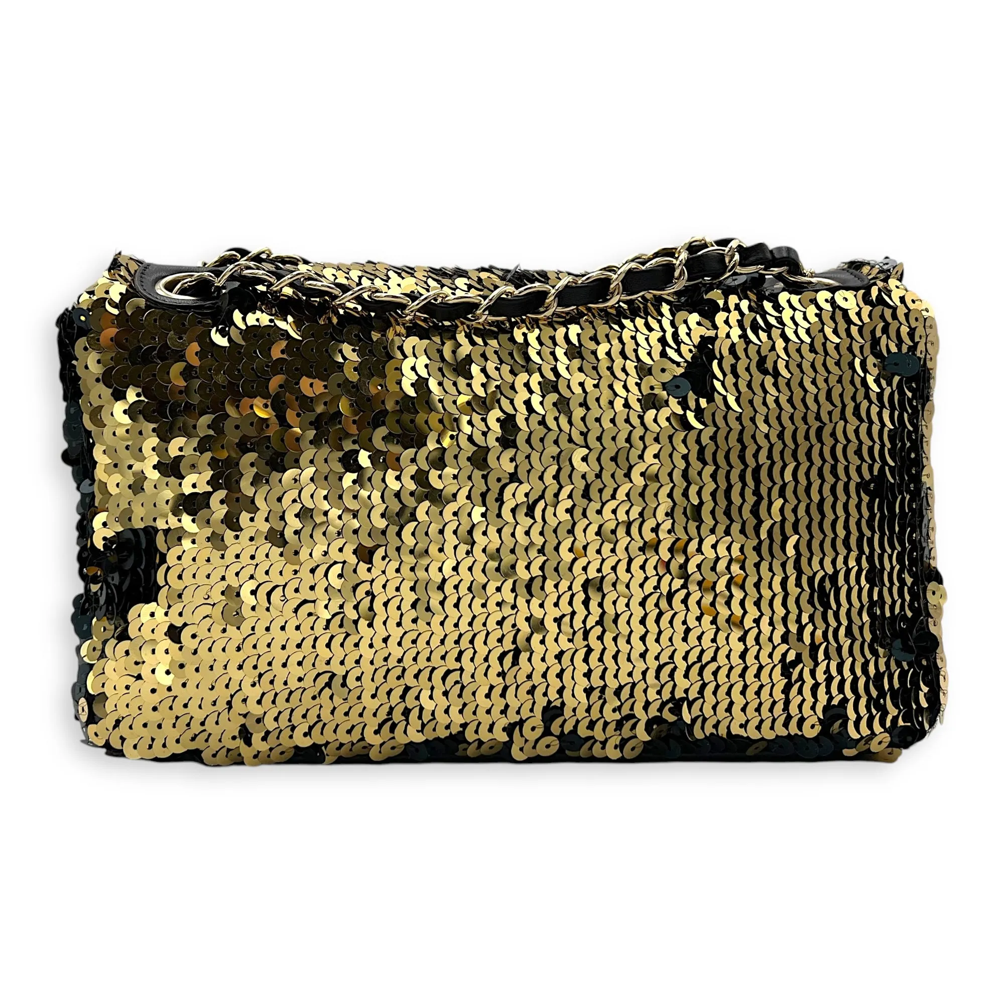 Flap bag Shoulder Bag Gold in Sequins, Gold hardware