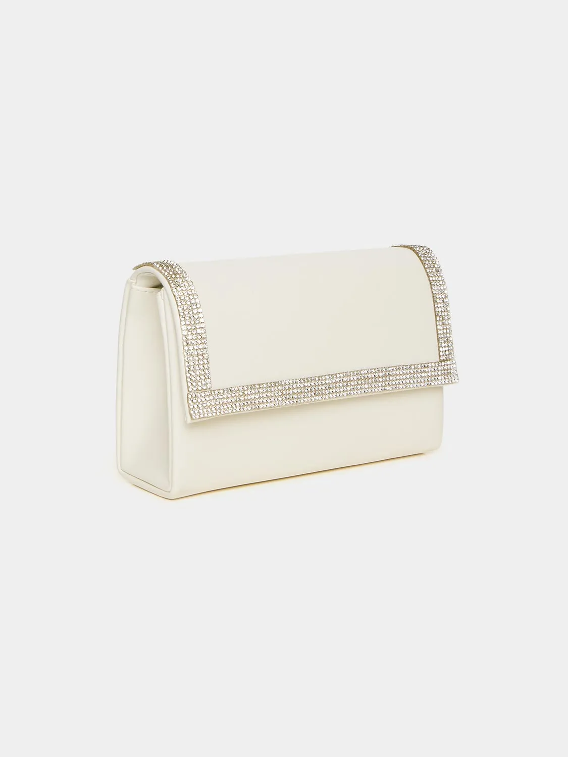 Flapover Clutch With Rhinestones