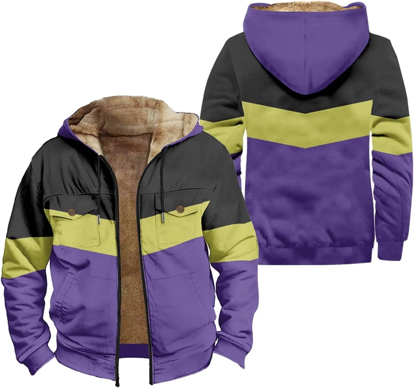 Fleece Jacket Men Cotton Cargo Jacket Winter Sherpa Fleece Lined Coat Shirt Fluffy Pullover Outfits Military Jackets
