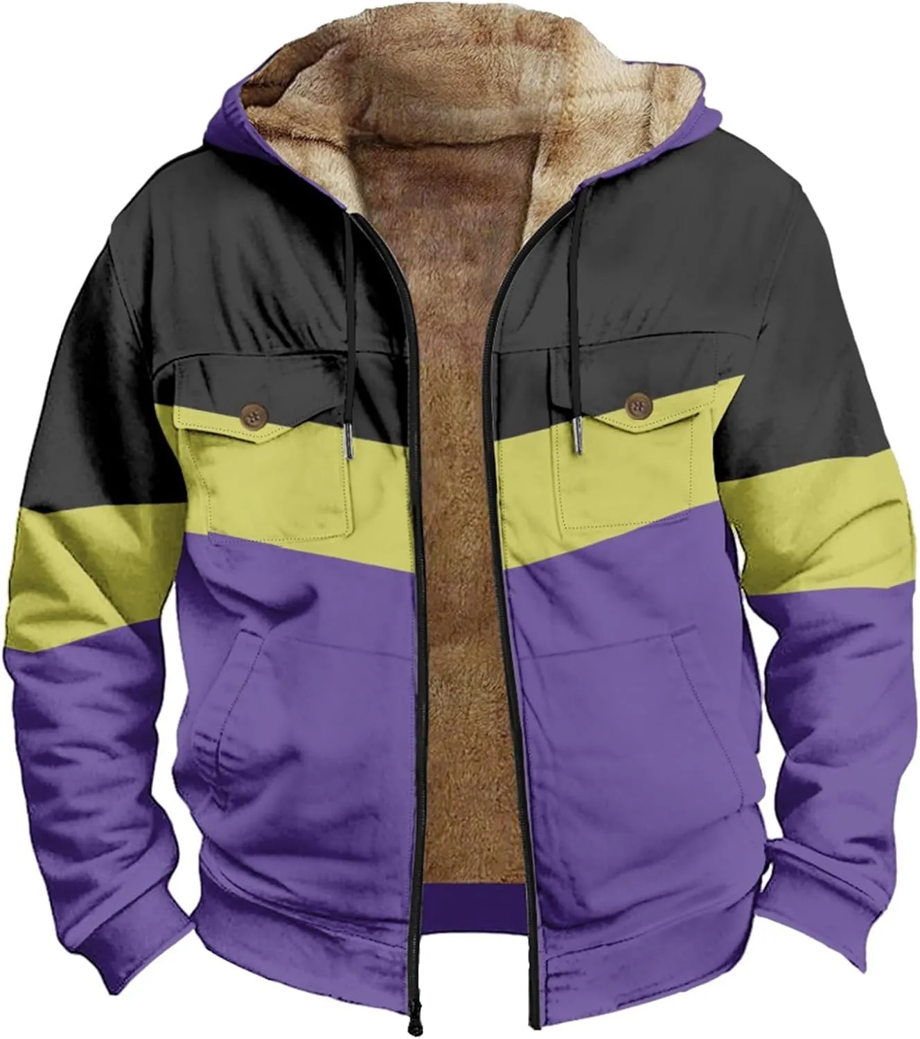 Fleece Jacket Men Cotton Cargo Jacket Winter Sherpa Fleece Lined Coat Shirt Fluffy Pullover Outfits Military Jackets