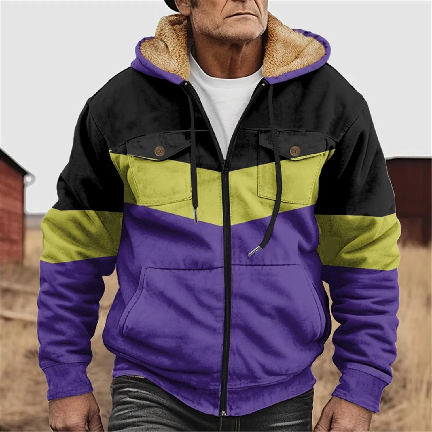 Fleece Jacket Men Cotton Cargo Jacket Winter Sherpa Fleece Lined Coat Shirt Fluffy Pullover Outfits Military Jackets