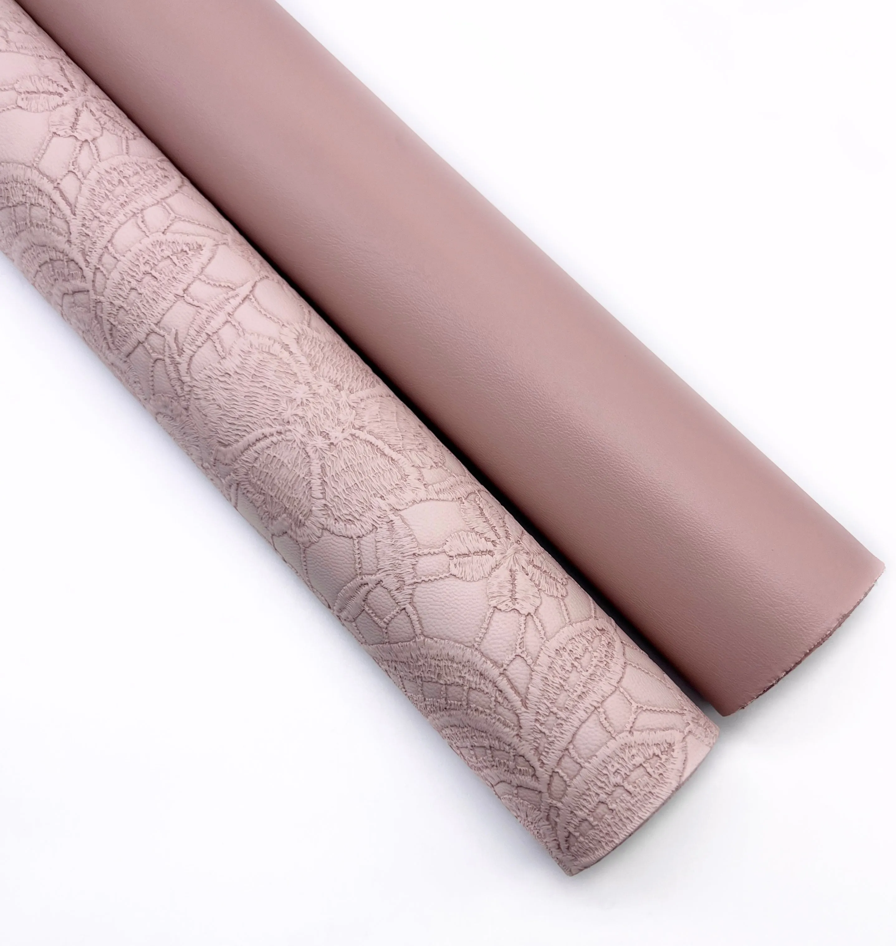 Floral Embossed with matching Smooth Faux Leather Roll Pairs.