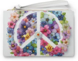 Floral Peace Clutch Bag - Boho Chic Purse, Festival Crossbody, Cute Vegan Handbag, Eco Accessory, Hippie Style