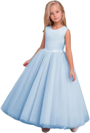 Flower Girls Dresses for Wedding Party Princess Pageant Dress Pearls First Communion Gowns PT021a
