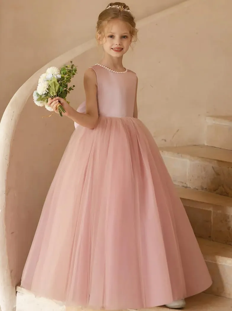 Flower Girls Dresses for Wedding Party Princess Pageant Dress Pearls First Communion Gowns PT021a