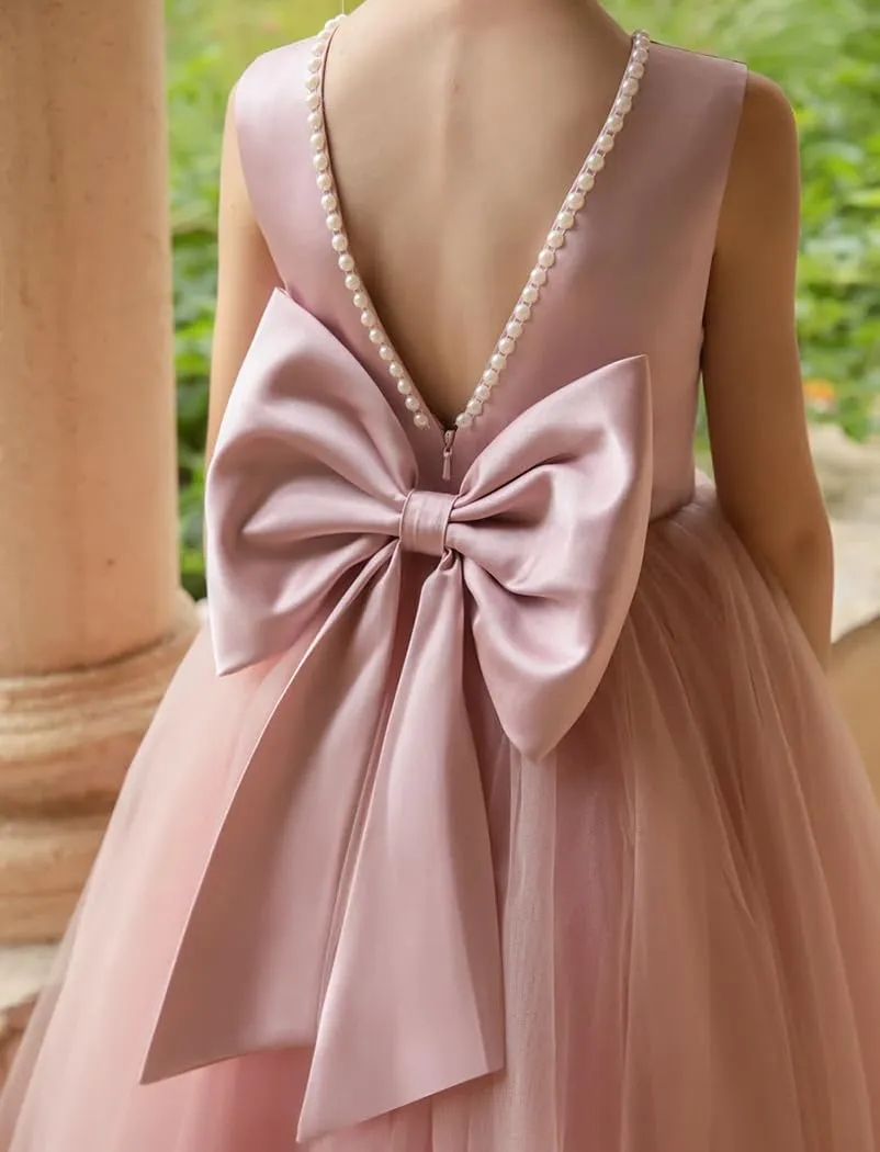 Flower Girls Dresses for Wedding Party Princess Pageant Dress Pearls First Communion Gowns PT021a