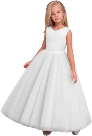 Flower Girls Dresses for Wedding Party Princess Pageant Dress Pearls First Communion Gowns PT021a