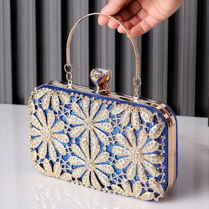 Flower Rhinestones Clutch Bag