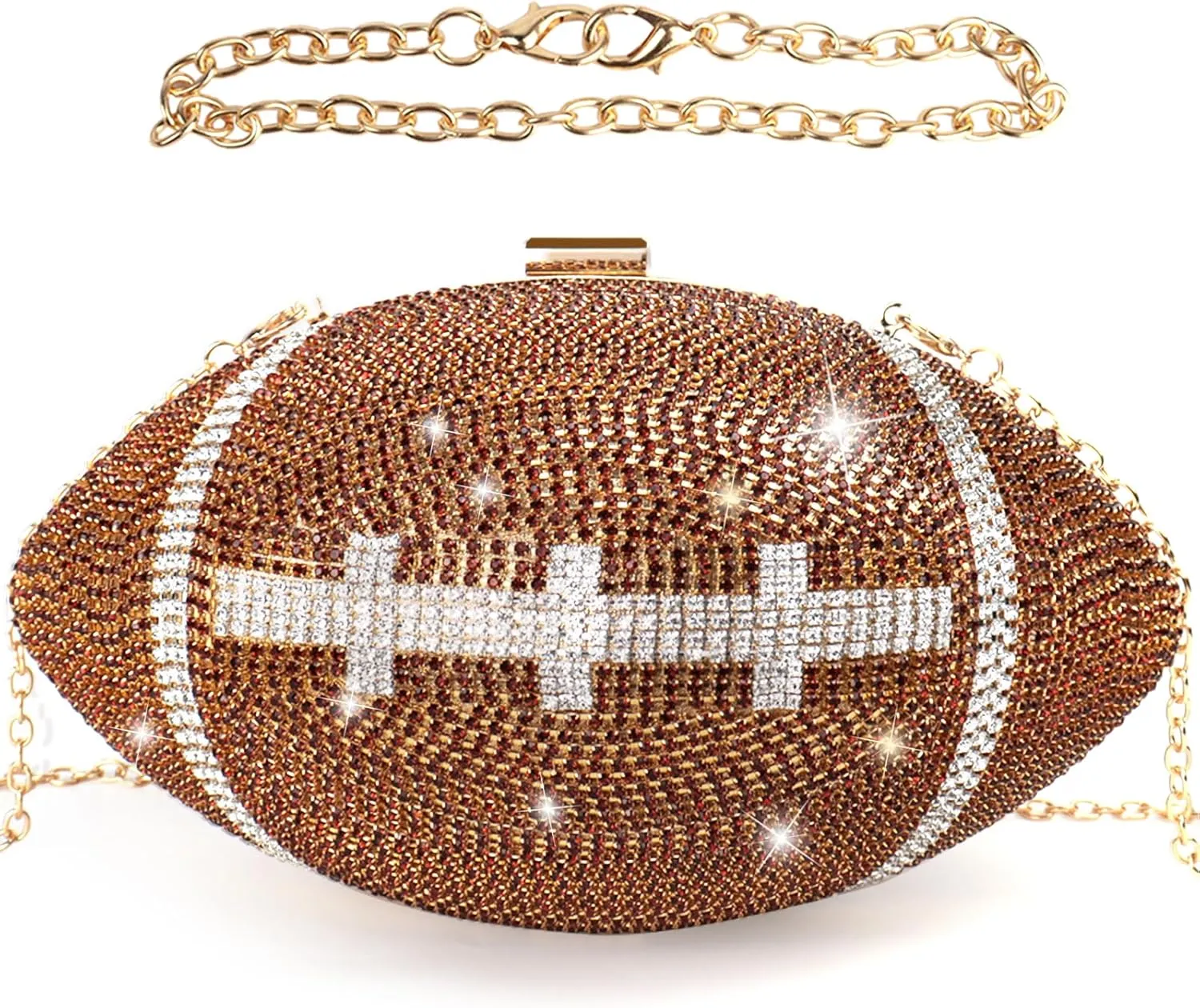 Football Purse Rhinestone Sparkly Glitter Clutch Purses Women Bling Evening Bag Crystal Rugby Ball Shaped Novelty for Party