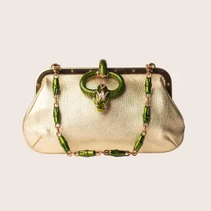 Ford by Gucci Tom Enamel & All-in-one collection Leather Handbag Green Gold Snake No-hassle exchange