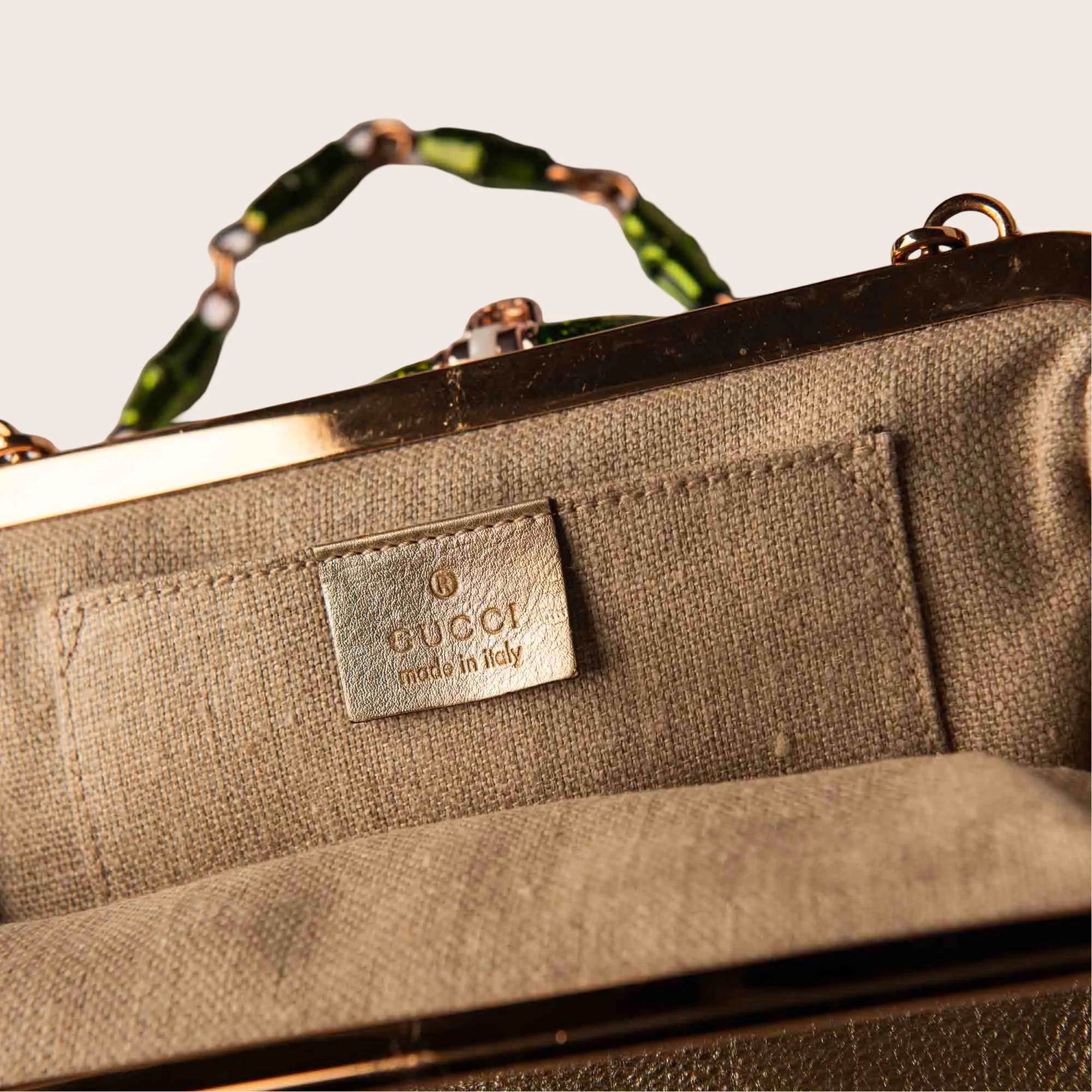 Ford by Gucci Tom Enamel & All-in-one collection Leather Handbag Green Gold Snake No-hassle exchange