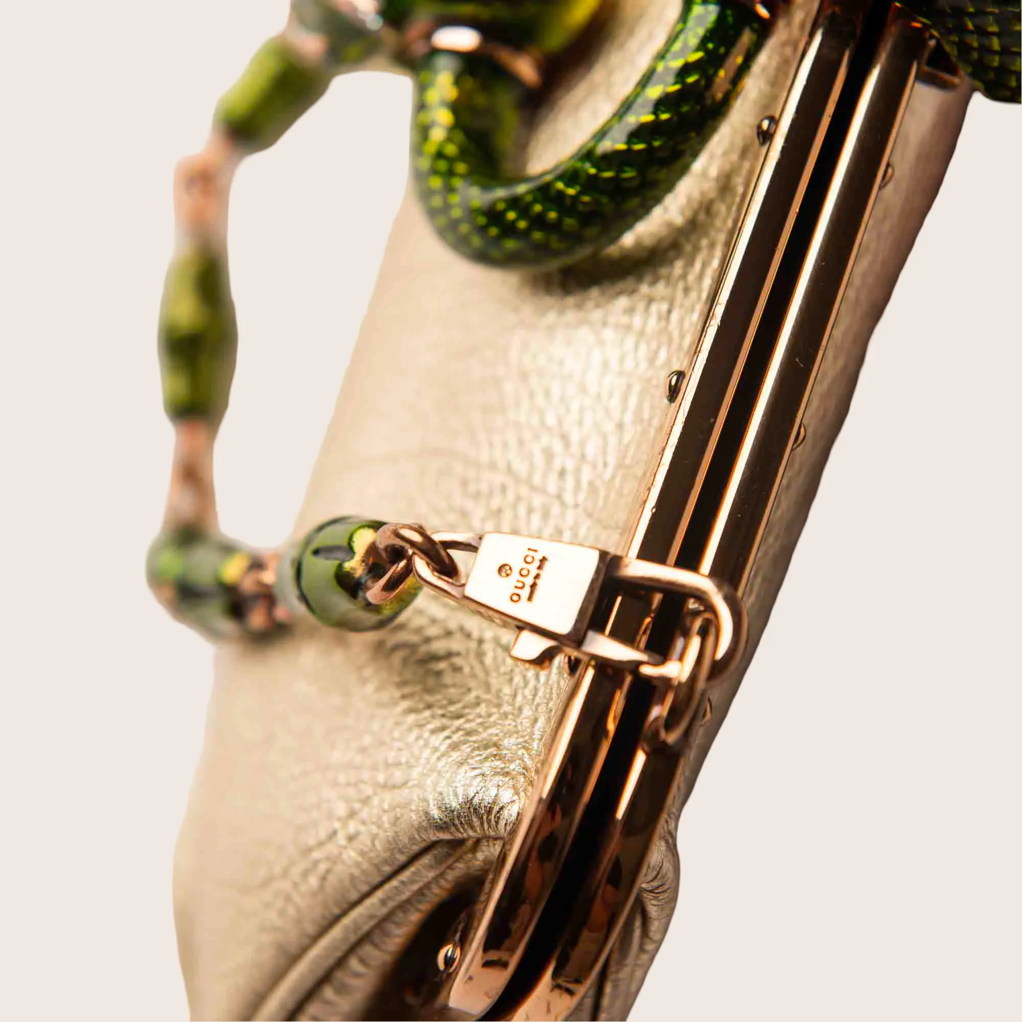 Ford by Gucci Tom Enamel & All-in-one collection Leather Handbag Green Gold Snake No-hassle exchange