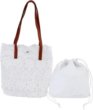 FRCOLOR 1Pc Elegant Lace Shoulder Bag for Women Versatile Embroidery Handbag for and Everyday Use present for