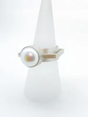 Freshwater Pearl Textured Silver Ring