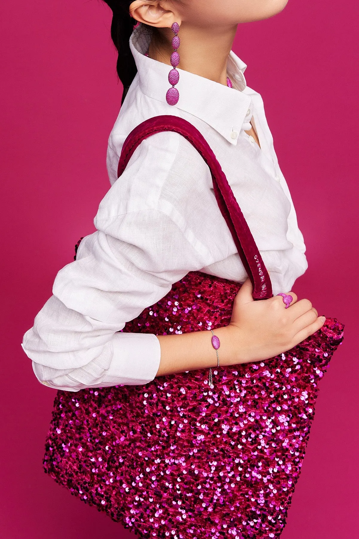 Fuchsia Sequins Tote Bag