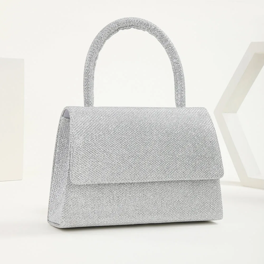 FunnyBeans Mini Evening Bag Women Sequins Wedding Shoulder Clutch Handbag (Silver)