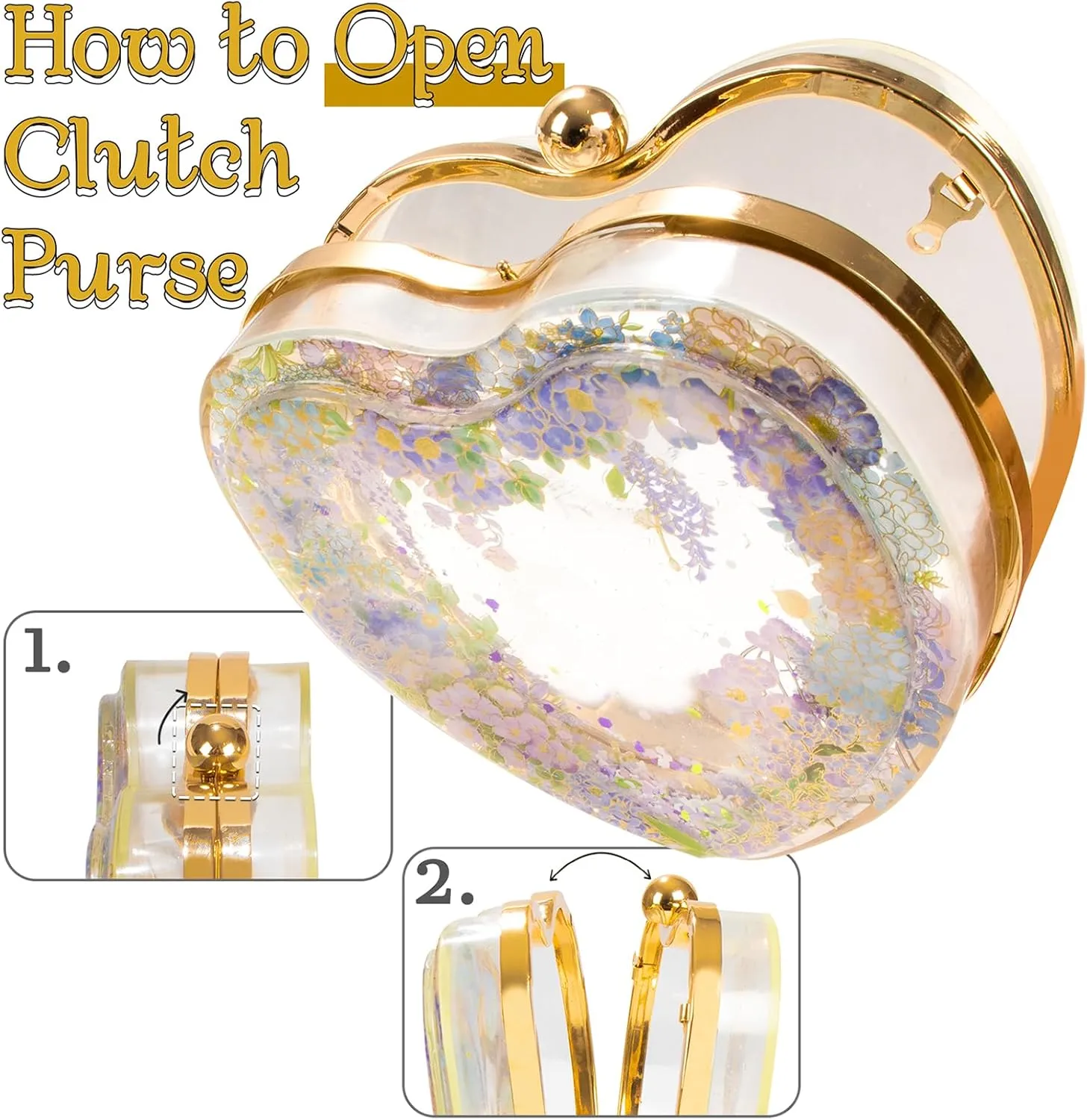 FUNSHOWCASE Resin Shaker Mold Clutch Purse Complete Kits of 9 6" Large Heart Bag DIY Accessories