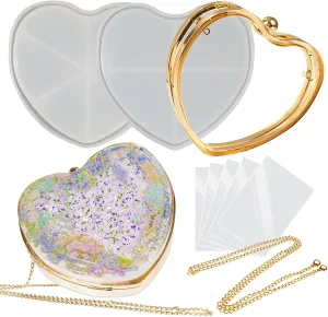 FUNSHOWCASE Resin Shaker Mold Clutch Purse Complete Kits of 9 6" Large Heart Bag DIY Accessories